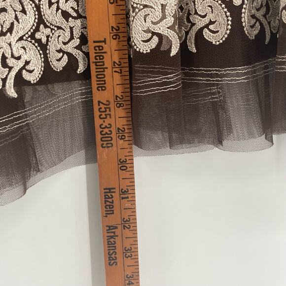 Nygard Boho Lace Overlay Brown Midi Skirt Women’s Size 20 3X Zip Closure - Picture 10 of 11